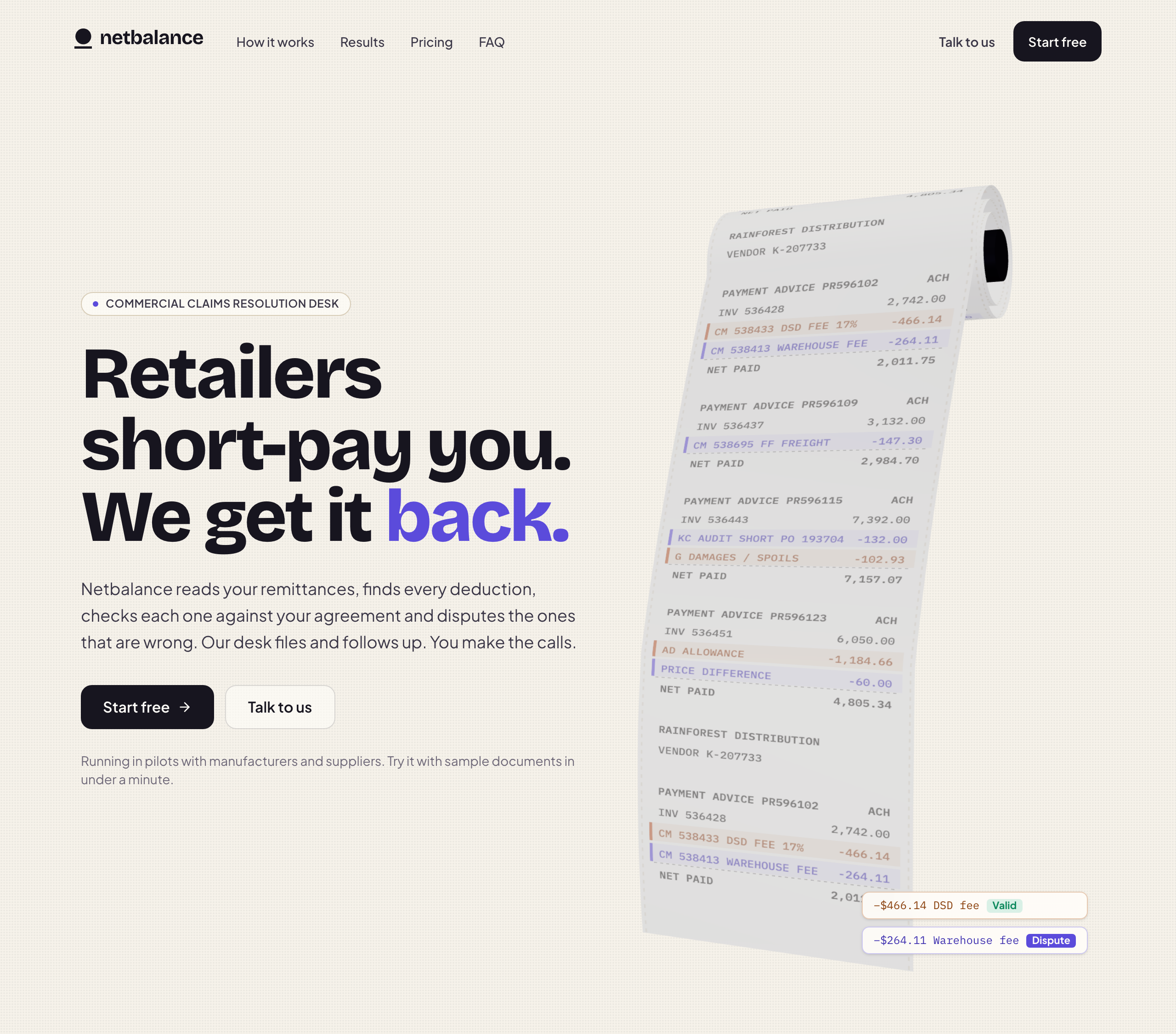 Netbalance dashboard screenshot
